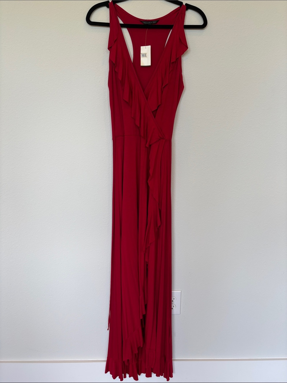 Felicity & Coco Crimson Ruffle Wrap Maxi Dress